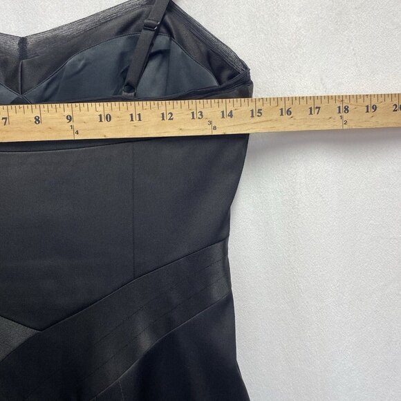 BCBG Paris Adjustable Straps Body Con Lined Dress Women Sz 6 Black Side Zipper - Picture 3 of 16